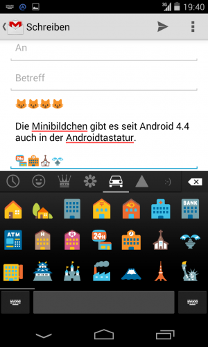 Abbildung 10: Seit dem Update auf Android 4.4 versteht die Android-Tastatur Emojis von Haus aus.