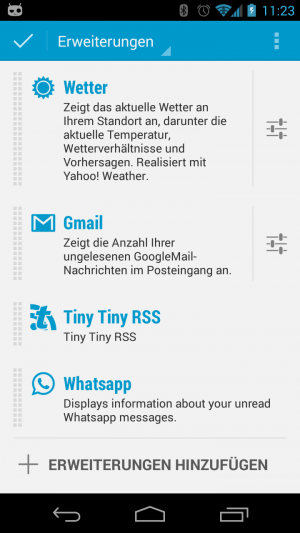 Abbildung 9: Die DashClock WhatsApp Extension müssen Sie über den Play Store nachrüsten.