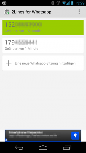 Abbildung 10: Mit 2Lines for WhatsApp wechseln Sie zwischen mehreren WhatsApp-Accounts.