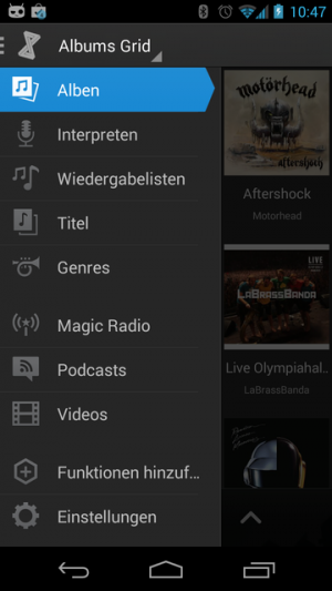 Abbildung 6: Die neue Seitenleiste erleichtert die Navigation innerhalb der Anwendung.