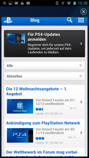 Abbildung 4: Im Blog der App erfahren Sie alles rund um die PlayStation 4. Bei Problemen bekommen Sie dort auch Hilfe.