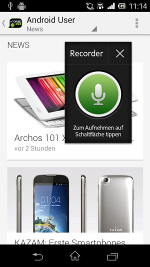 Abbildung 7: Mini-Apps wie Taschenrechner oder Notizzettel schweben über allen anderen Apps.
