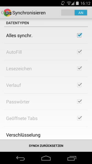 Abbildung 2: Alternativ können Sie auch nur einzelne Bereiche der Synchronisation ausschalten.