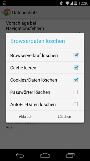 Abbildung 3: Unter den Datenschutzeinstellungen lassen sich die vom Browser gesammelten Daten löschen.
