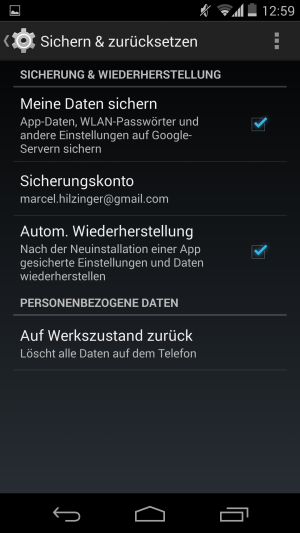 Abbildung 6: Über Meine Daten sichern erlauben Sie Google, auch Ihre WiFi-Passwörter zu speichern.