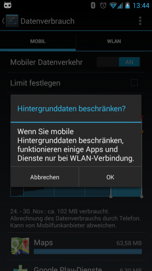 Abbildung 3: Trotz Beschränkungen können aktiv genutzte Apps weiterhin ins Internet.