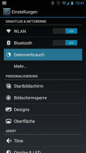 Abbildung 6: Schritt 1 - Öffnen Sie in den Einstellungen die Anzeige des Datenverbrauchs.