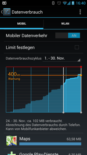 Abbildung 7: Schritt 2 - Hier sehen Sie, wie viele Daten Ihr Handy jeden Monat überträgt.