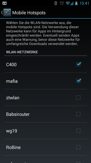 Abbildung 9: Schritt 4 - In den markierten Netzwerken wird das Handy weniger Daten nutzen.