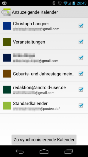 Abbildung 9: In den Kalendereinstellungen legen Sie fest, welche Quellen genutzt werden sollen.