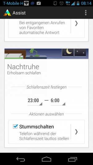 Abbildung 4: Der Assistent von Motorola hilft, das Handy bei Meetings und in der Nacht stumm zu halten.