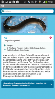 In der Einzelansicht erhalten Sie auch Informationen, warum Sie zum Beispiel keinen Aal kaufen sollten.