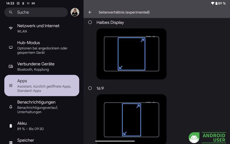 Halbes Display auf dem Pixel Tablet.