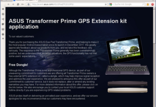 GPS-Dongle für Asus Transformer Prime bestellbar