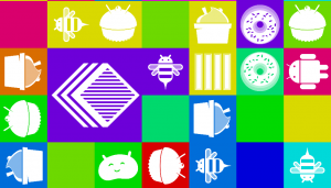 Um welche Android-Version handelt es sich wohl beim großen lilafarbenen Viereck?