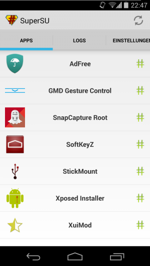 Abbildung 3: Die SuperSU-App dient dazu, im normalen Android-System Rootberechtigungen zu erteilen und zu managen.