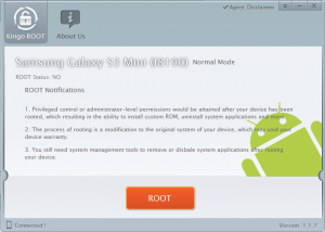 Abbildung 5: Erst wenn die Treiberinstallation geklappt hat, erscheint der Button, um das Samsung Galaxy S3 mini zu rooten.