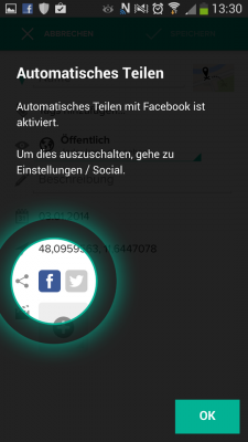 Ihre Orte können Sie direkt auf Facebook und Twitter teilen.