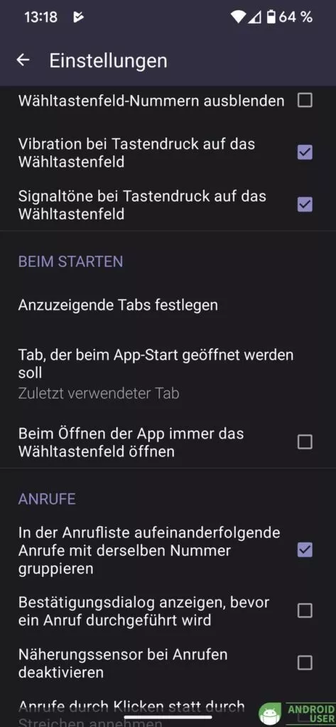 Du wählst in den Einstellungen aus, ob ein Bestätigungsfeld für Anrufe aktiviert wird.