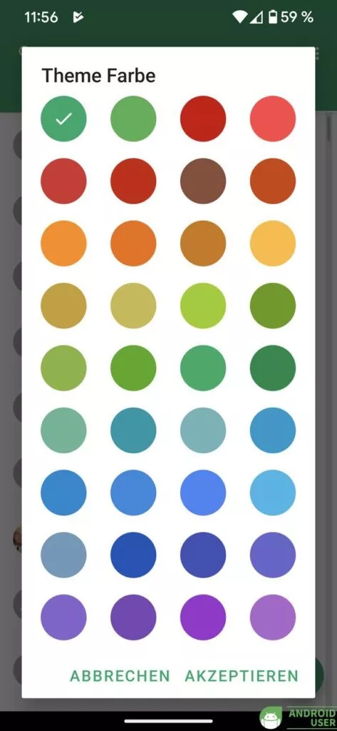 Die Android App ist in der Farbe anpassbar