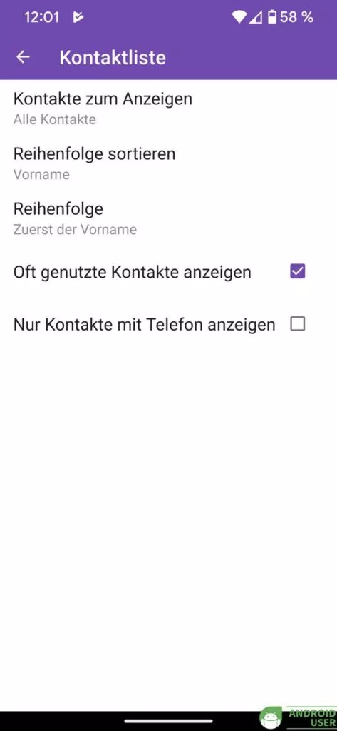 Die Telefon App für Android bietet einige Einstellungen