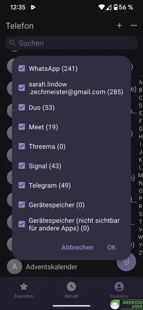 Der Right Dialer filtert deine Kontakte