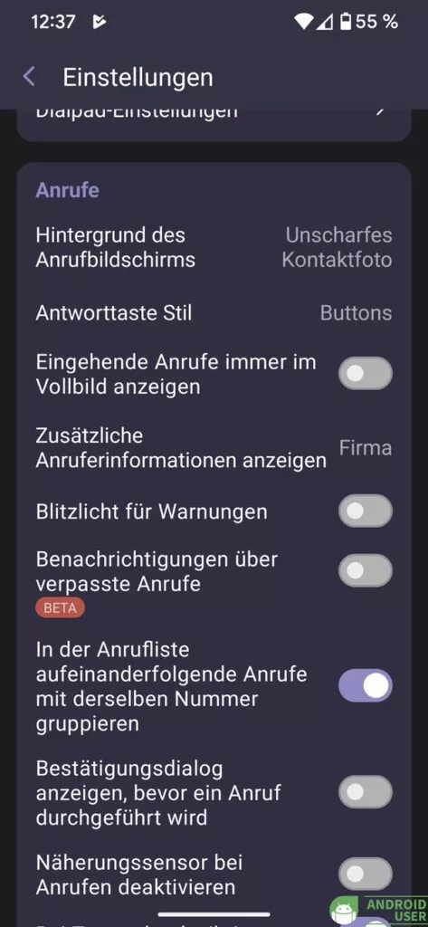 Die Einstellungen im Right Dialer sind umfangreich