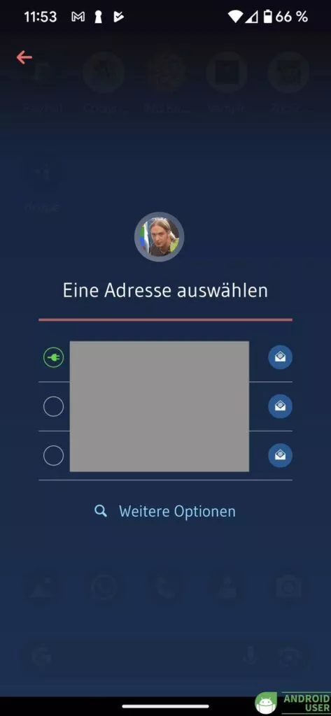 Mit einer Wischgeste eine E-Mail in Drupe versenden