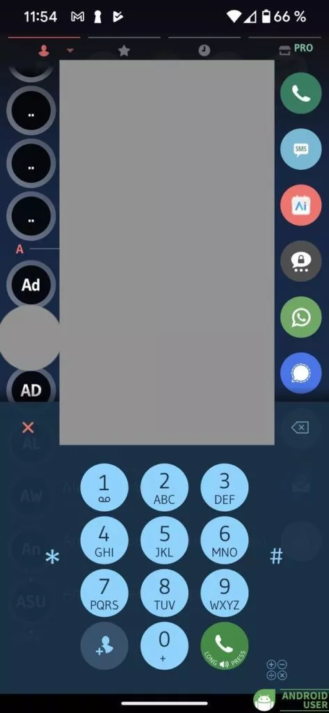 Der Dialer der Drupe Telefon App
