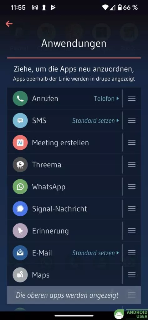 Du wählst aus, welche Anwendung angezeigt wird