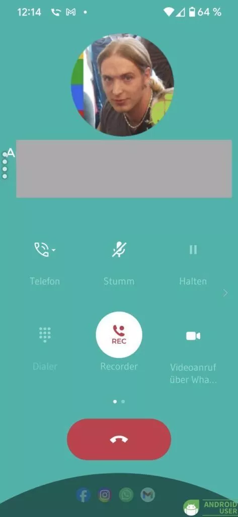 Anruf mit Anrufaufzeichnung in der Drupe telefon App