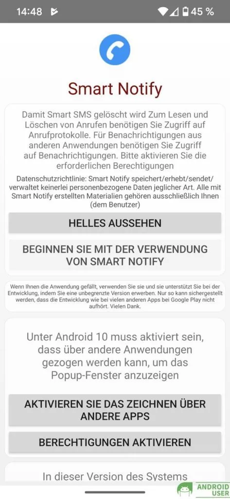 Smart Notify mit vielen Einstellungen