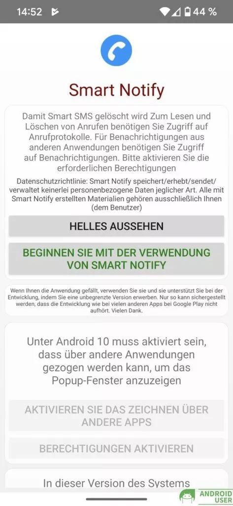 Jetzt kannst du mit der Verwendung von Smart Notify beginnen