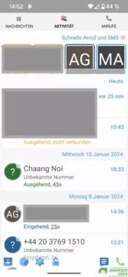 Die schnellen Anrufe und SMS in der Android App Smart Notify