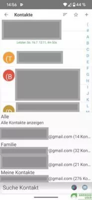 Kontakte lassen sich gruppiert anzeigen