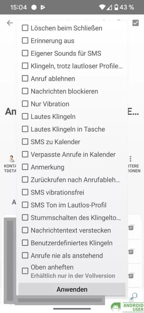 Weitere Einstellungen in der Telefon-App für Android