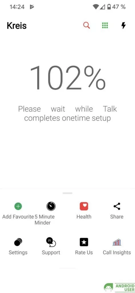 Verschiedene Funktionen in der Talk-Telefon App für Android