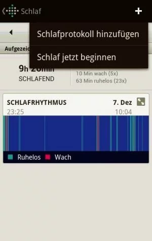 Abbildung 5: Wenn Sie zu Bett gehen, klicken Sie in der App von fitbit auf Schlaf jetzt beginnen.