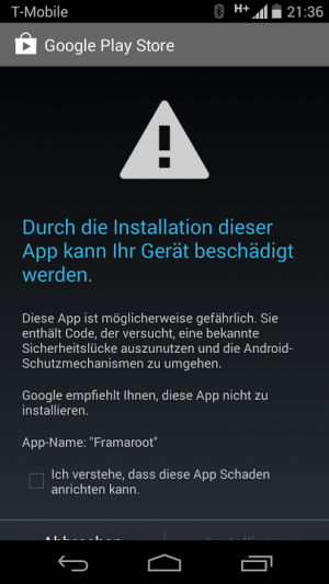 Abbildung 1: Es ist beruhigend zu sehen, wie viele Gefahren Google Play bereits bei der Installation blockiert.