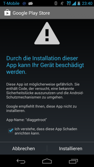 Abbildung 1: Google kennt inzwischen die meisten Apps, die versuchen, eine Schwachstelle auszunutzen.