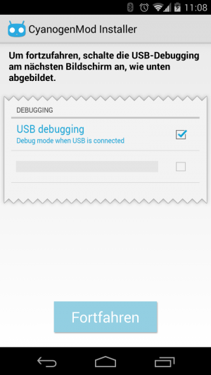 Abbildung 3: Dazu wird in einem ersten Schritt der USB-Debugging-Modus des Handys aktiviert ?