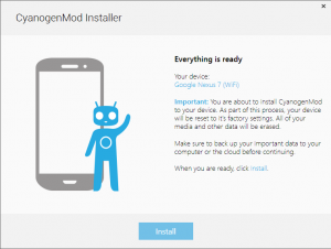 Abbildung 8: Mit nur einem Klick flashen Sie abschließend CyanogenMod auf Ihr Handy.