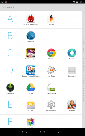 Abbildung 4: Alle installierten Apps in alphabetischer Reihenfolge - das sorgt für Klarheit.