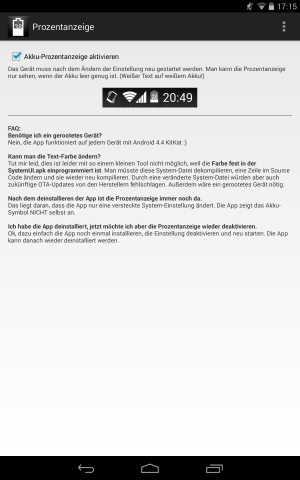 Abbildung 7: Hier ist die Anzeige kaum zu erkennen, weil der Akku über mehr als 50 Prozent Leistung verfügt.