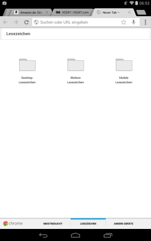 Abbildung 13: In der obersten Ebene von Chrome finden Sie diese Übersicht mit den mobilen und den Desktop-Lesezeichen.