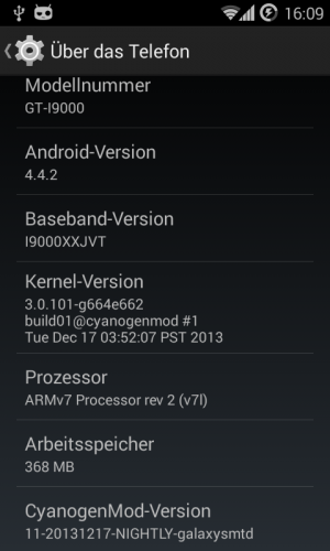 Abbildung 5: Aufgrund der betagten Hardware ist das Galaxy S ein idealer Testkandidat für CM 11.
