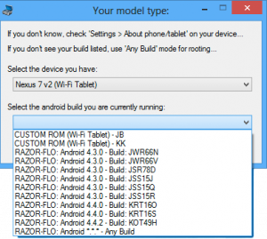Abbildung 3: Wählen Sie Ihren Build aus der Liste aus, damit das Toolkit die benötigten Dateien für Ihre Umgebung laden kann.