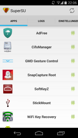 Abbildung 4: Von der SuperSU-App aus verteilen Sie den Root-Zugriff an andere Apps.