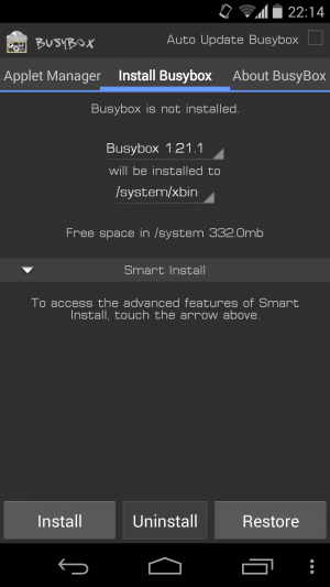 Abbildung 6: Der Klick auf Install startet den letzten Schritt zum gerooteten Nexus.