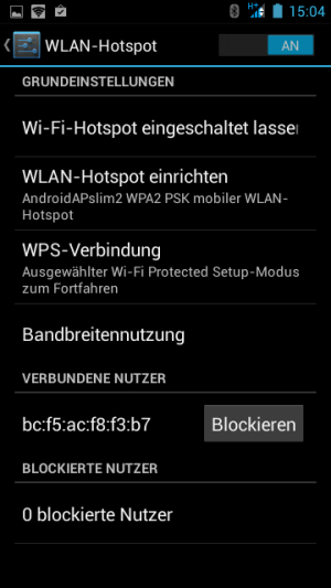 Abbildung 3: Software de Luxe: Beim mobilen Hotspot lässt sich die Bandbreite pro Nutzer regeln.
